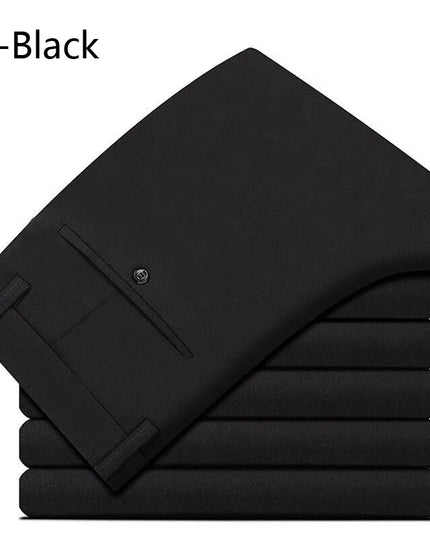 Men's Stretch Straight-Leg Trousers - Slim Fit Style