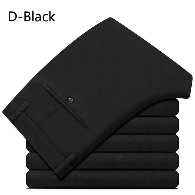 Men's Stretch Straight-Leg Trousers - Slim Fit Style