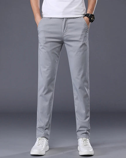 Men's Casual Long Elastic Straight Pants - Various Colors