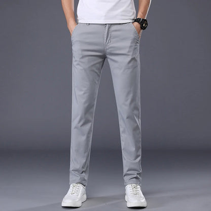 Men's Casual Long Elastic Straight Pants - Various Colors