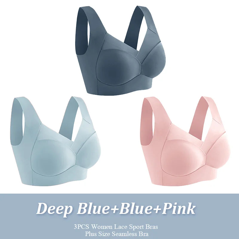 3-Piece Women's Seamless Lace Sports Bras