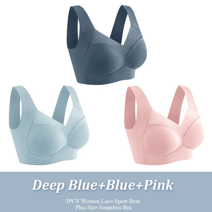 3-Piece Women's Seamless Lace Sports Bras