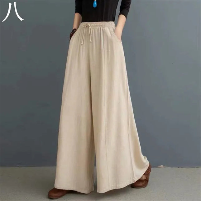Women’s Cotton Bohemian Loose Wide-Leg Trousers