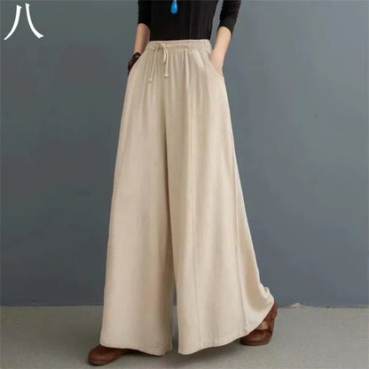 Women’s Cotton Bohemian Loose Wide-Leg Trousers
