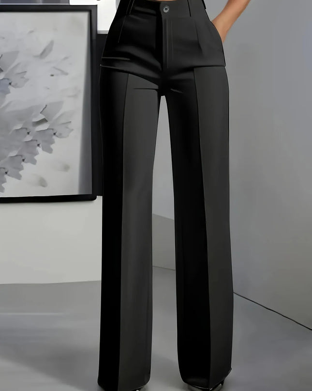 Women's High-Waisted Draped Straight-Cut Pants