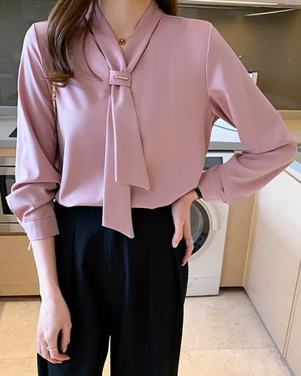 Women's Long Sleeve Chiffon Blouse Shirt