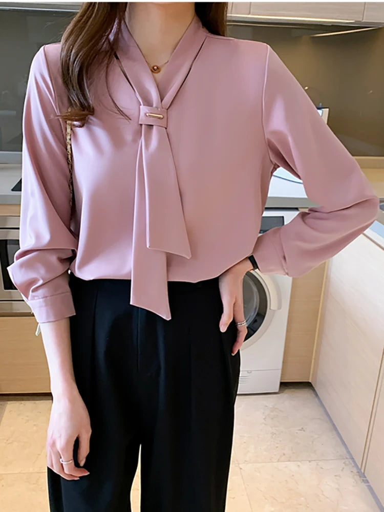 Women's Long Sleeve Chiffon Blouse Shirt