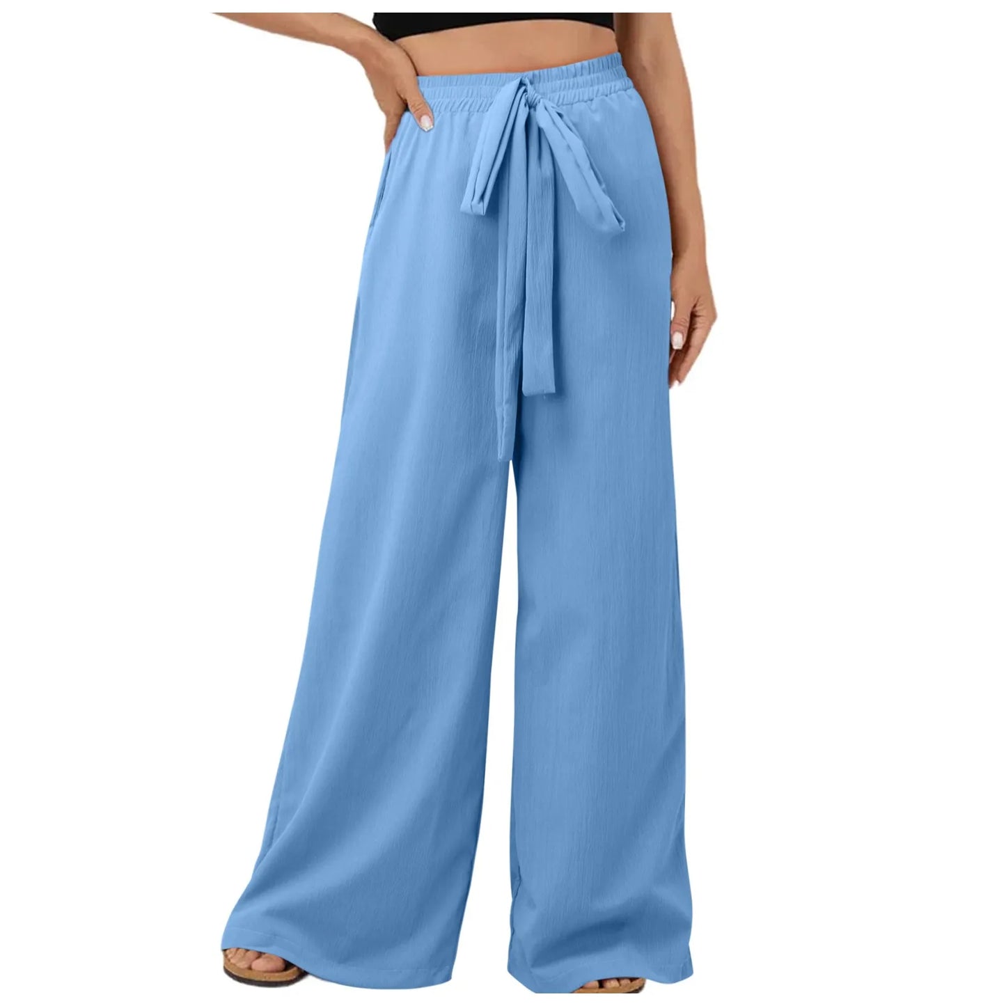 Women's Wide Leg Loose Fit Drawstring Casual Pants