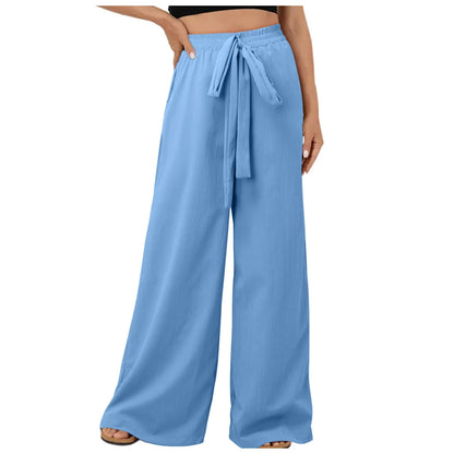 Women's Wide Leg Loose Fit Drawstring Casual Pants