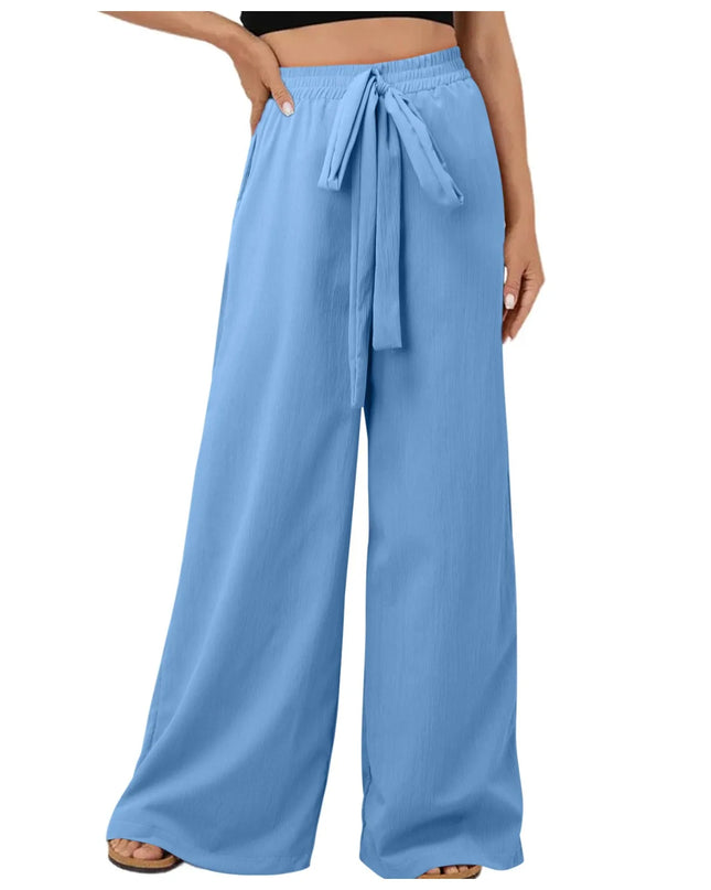 Women's Wide Leg Loose Fit Drawstring Casual Pants