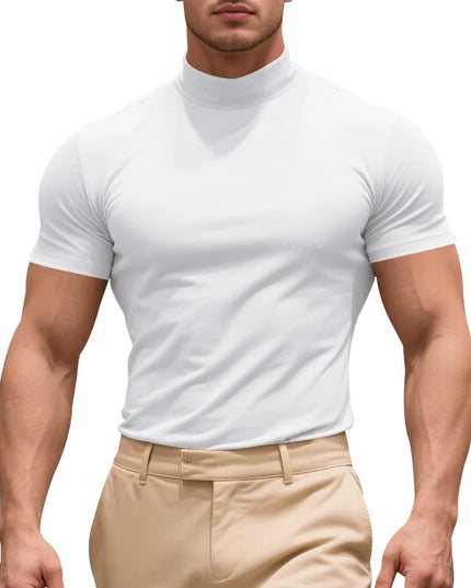 Men's Quick-Dry Half High Collar Short Sleeve Breathable Slim T-Shirt