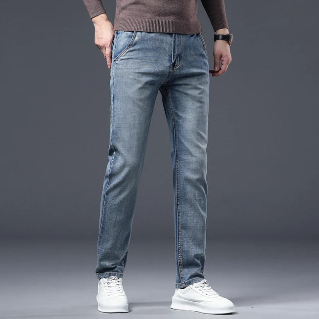 Men's Vintage Wash Casual Stretch Denim Jeans
