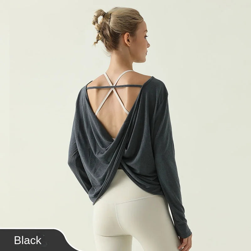 Women's Crossover Back Long Sleeve Sweater