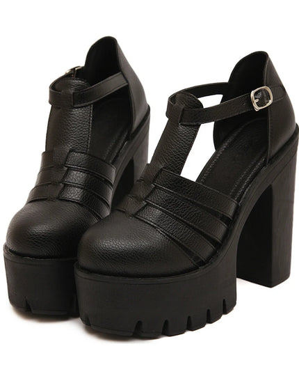 Women's  Closed-Toe Block Heeled Sandals with Ankle Buckle Strap
