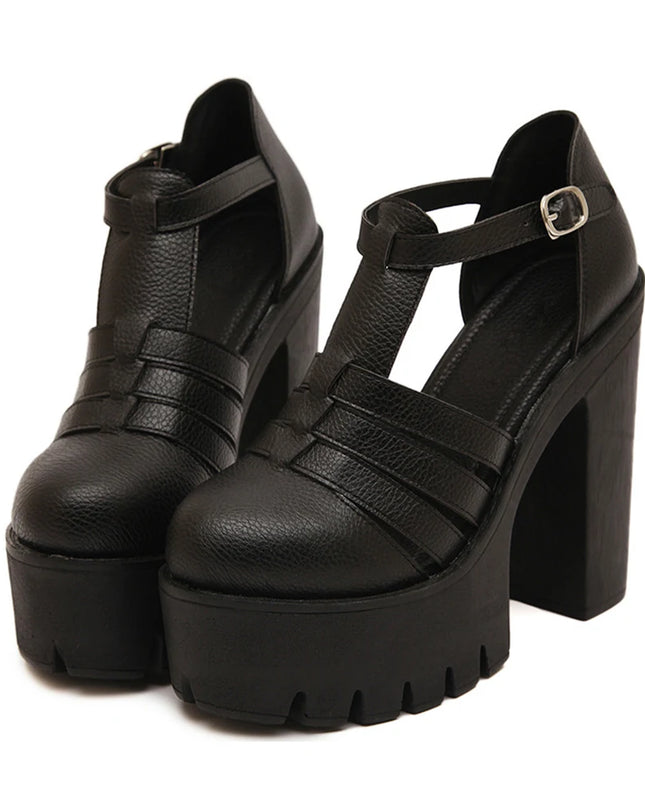 Women's  Closed-Toe Block Heeled Sandals with Ankle Buckle Strap