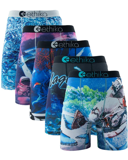 ETHIKA 5-Piece Men's Breathable Mesh Crotch Boxer Briefs