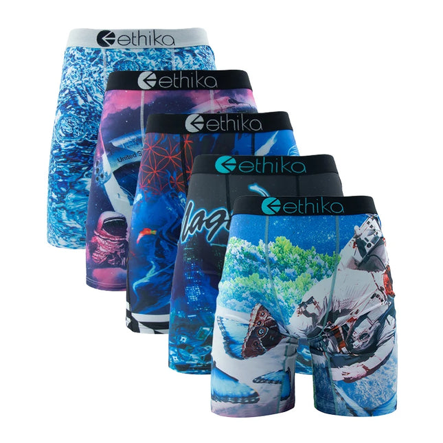 ETHIKA 5-Piece Men's Breathable Mesh Crotch Boxer Briefs
