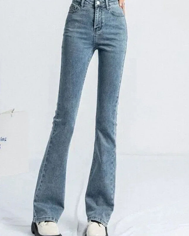 Women’s High-Waist Flare Jeans with Elastic Boot Cut – Vintage Style