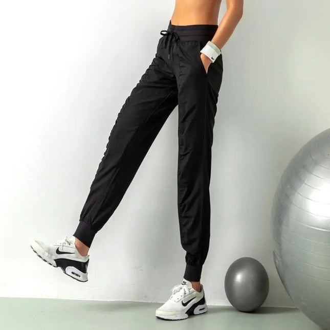 Women's Drawstring Joggers - Quick Dry Athletic Pants with Side Pockets