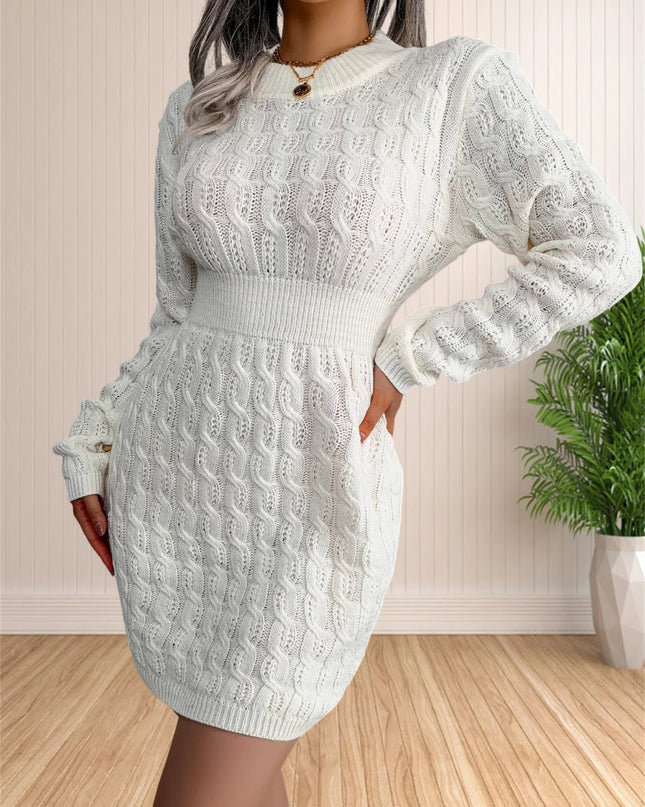 Women's Long Sleeve Knit Sweater Dress – Bodycon Crewneck Pullover