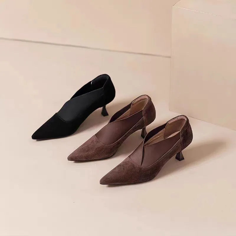 Elegant Suede Pointed Toe High Heels for Women