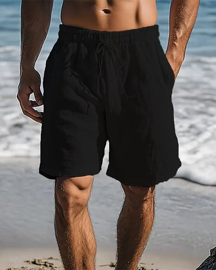 Men's Cotton-Linen Breathable Shorts with Elastic Waist