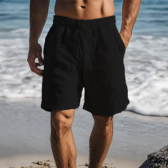 Men's Cotton-Linen Breathable Shorts with Elastic Waist
