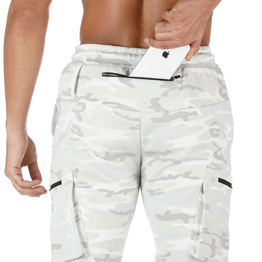 Men's Slim Fit Camouflage Sweatpants with Drawstring and Side Pockets
