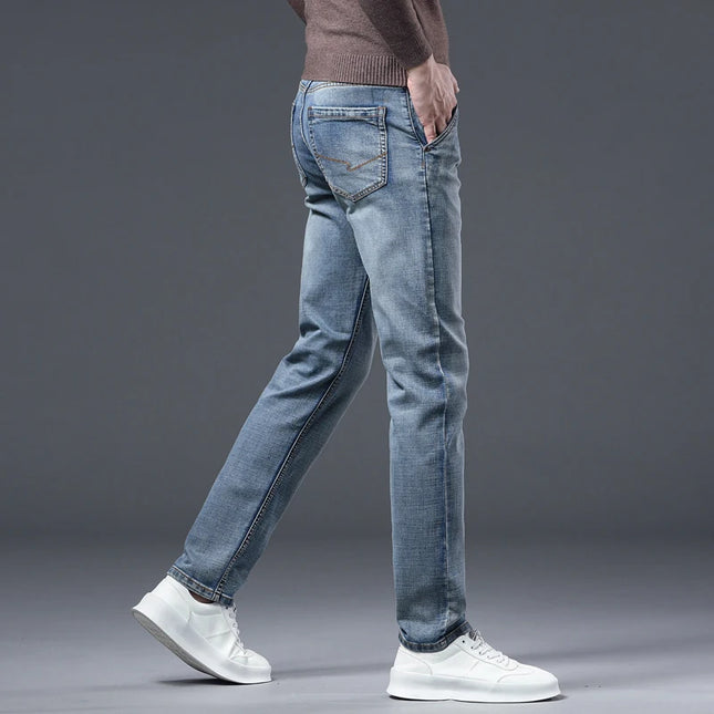 Men's Vintage Wash Casual Stretch Denim Jeans