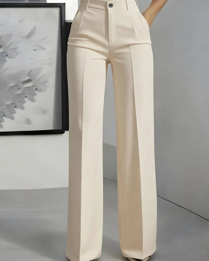 Women's High-Waisted Draped Straight-Cut Pants