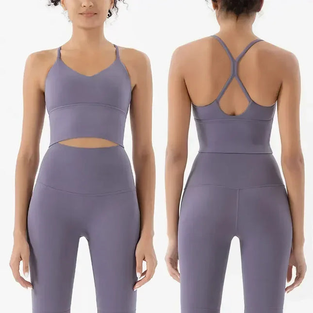 Women’s Gym Two-Piece Sports Bra and Leggings Set - Athletic Activewear Workout Outfit for Women