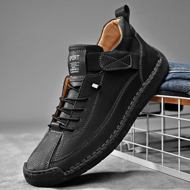 Men's Casual Shoes - Fashionable Solid Faux Leather Footwear