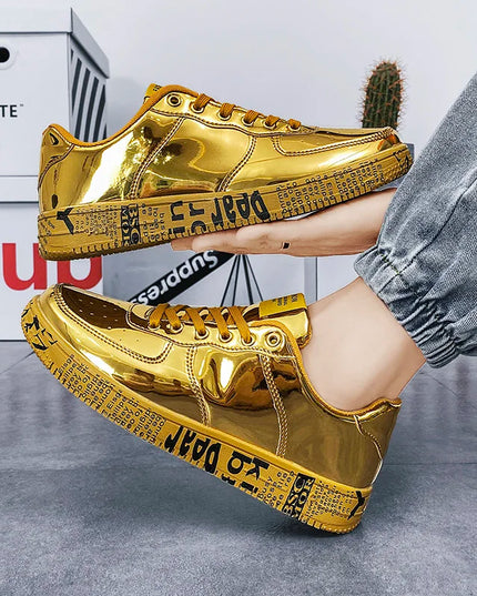 Premium Glossy Lace-Up Sneakers for Men