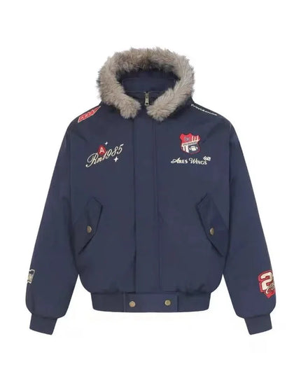 Women's Retro Embroidered Letter Cotton-Padded Jacket