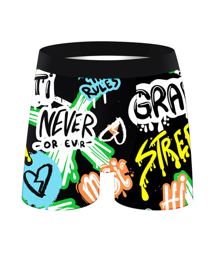5-Pack Men's Soft Boxer Briefs with Long Graffiti Print
