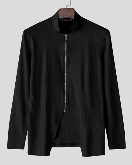 INCERUN Men's Slim Fit Zipper Stand Collar Sweater