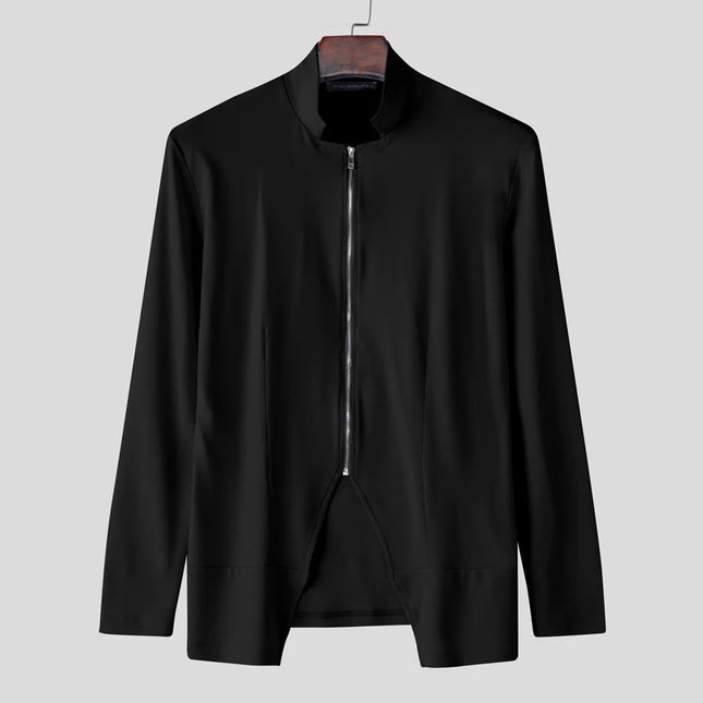 INCERUN Men's Slim Fit Zipper Stand Collar Sweater