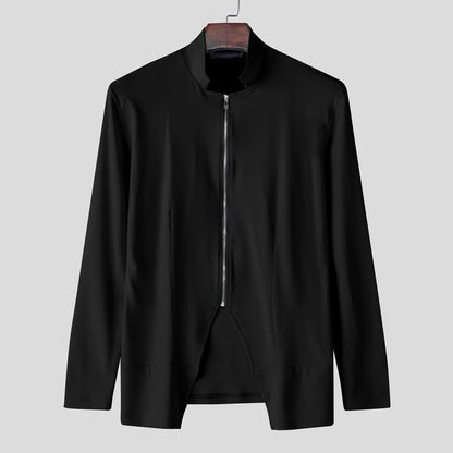 INCERUN Men's Slim Fit Zipper Stand Collar Sweater