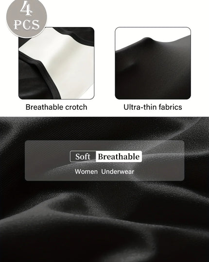 4-Pack Women's High-Waist Mesh Contrast Briefs, Breathable and Stretchy