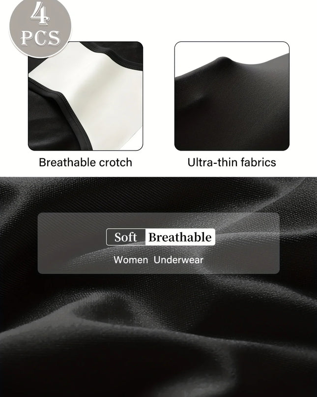 4-Pack Women's High-Waist Mesh Contrast Briefs, Breathable and Stretchy