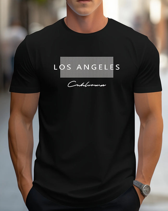 Men's Cotton Los Angeles Graphic Slim Fit Casual Round Neck T-Shirt