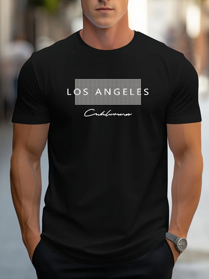Men's Cotton Los Angeles Graphic Slim Fit Casual Round Neck T-Shirt