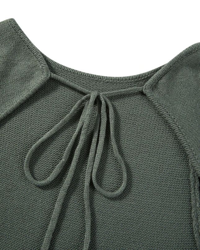 Women's Knitted Backless Bodycon Dress with Ruffle Trim