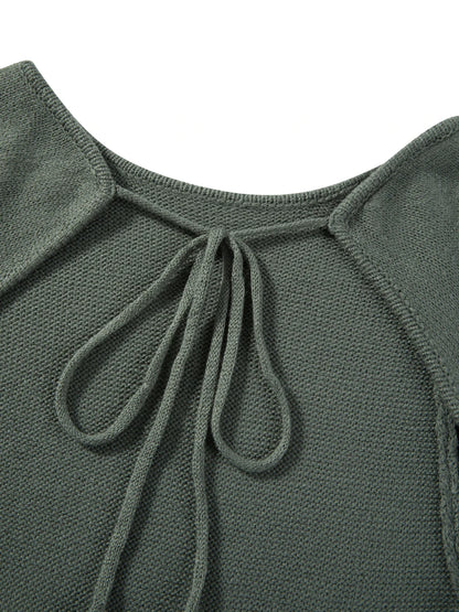 Women's Knitted Backless Bodycon Dress with Ruffle Trim