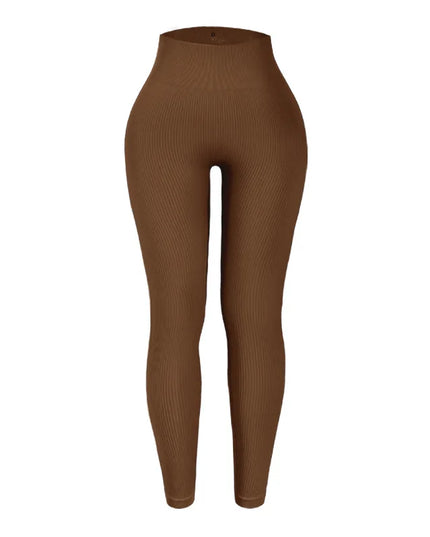 Women's High-Waisted Ribbed Yoga Pants - Various Colors