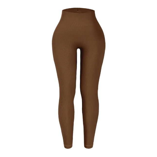 Women's High-Waisted Ribbed Yoga Pants - Various Colors