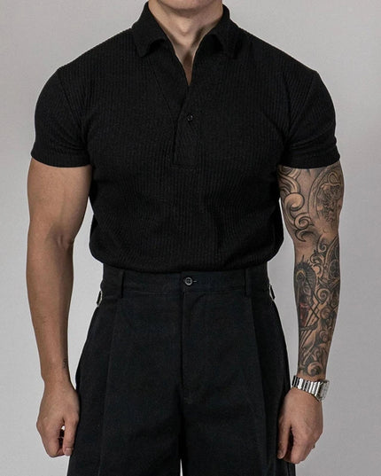 Men's Ribbed Polo T-Shirt for Slim Fit & Stretch