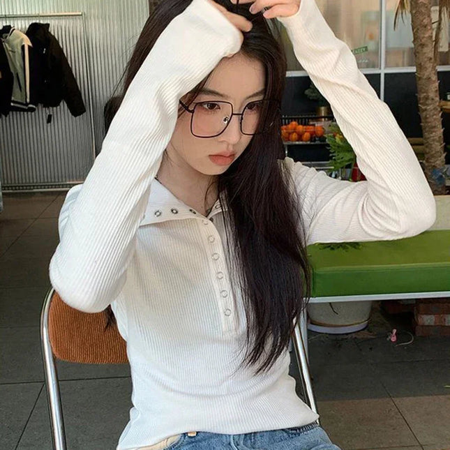 Women's Slim Fit Button-Up Long Sleeve Knit Sweater
