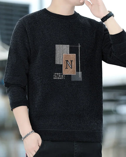 Men's Fleece-Lined Sweater - Comfortable Warm Men's Pullover