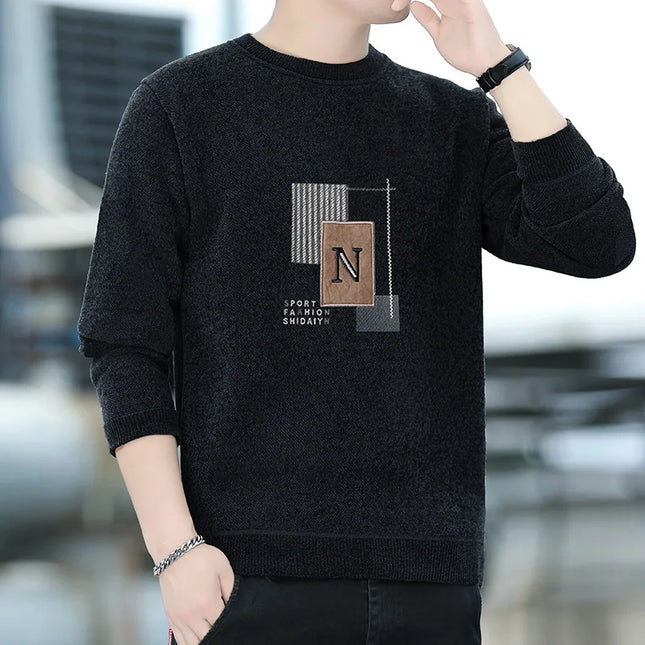 Men's Fleece-Lined Sweater - Comfortable Warm Men's Pullover